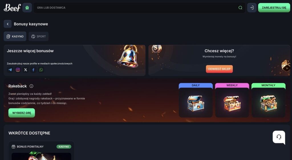 Beef Casino Bonus