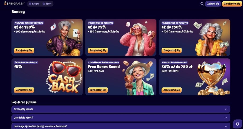 SpinGranny Casino Bonus